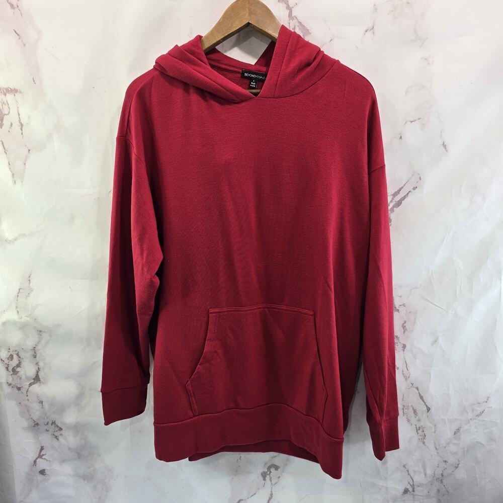 Beyond Yoga Hoodie Womens Small Red Sweatshirt Tunic Fleece Oversized